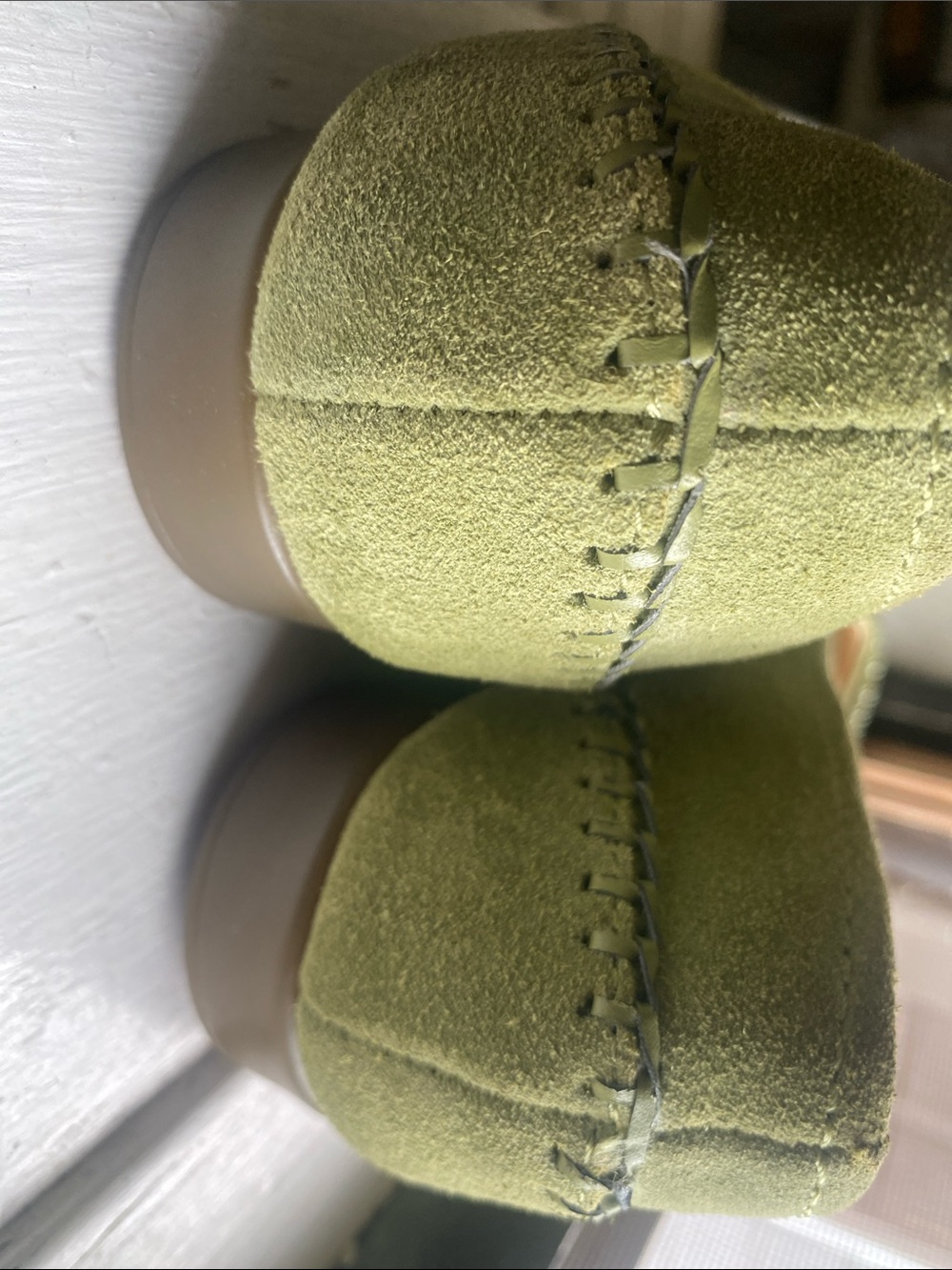 AEROSOLES Light Green Suede Slip-On Ballet Flats - Picture 4 of 9